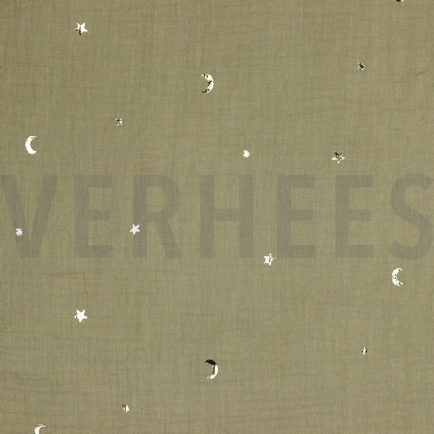 DOUBLE GAUZE FOIL MOON AND STARS TAUPE (hover)