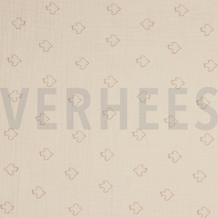 DOUBLE GAUZE BIRDS LIGHT SALMON (hover)