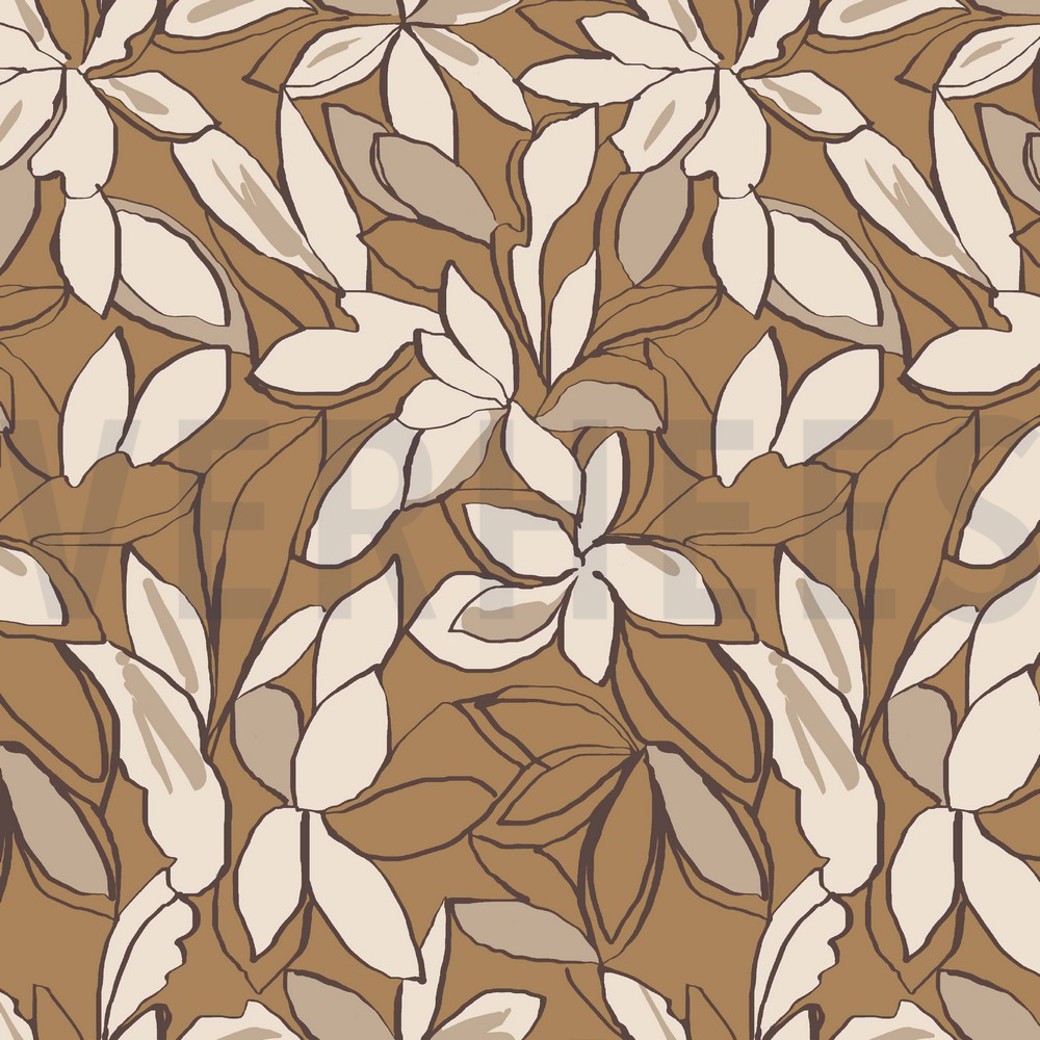 FRENCH TERRY BIG FLOWERS OCHRE