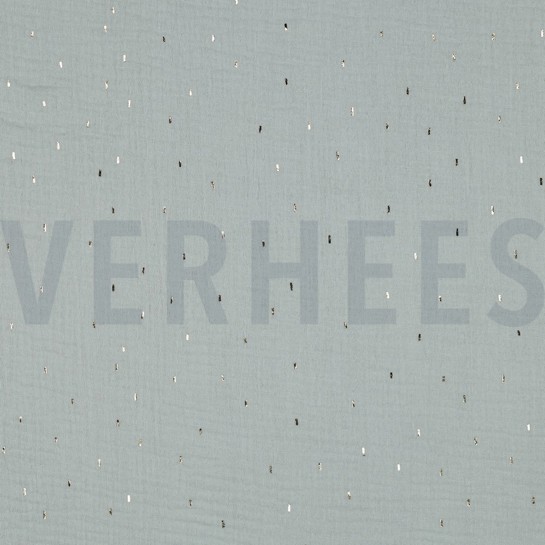 DOUBLE GAUZE FOLIE STREPEN MINT / GOUD #7