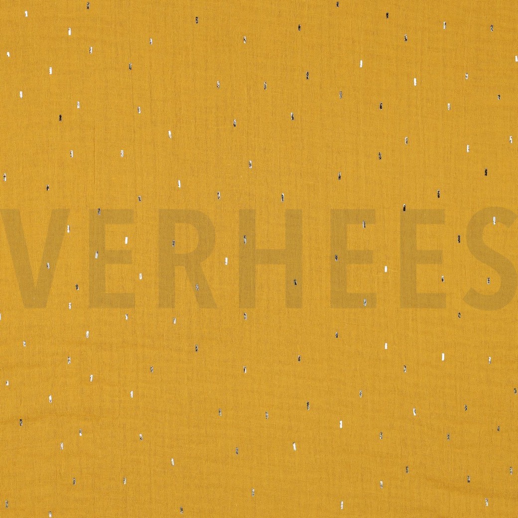 DOUBLE GAUZE FOIL STRIPES OCHRE/GOLD