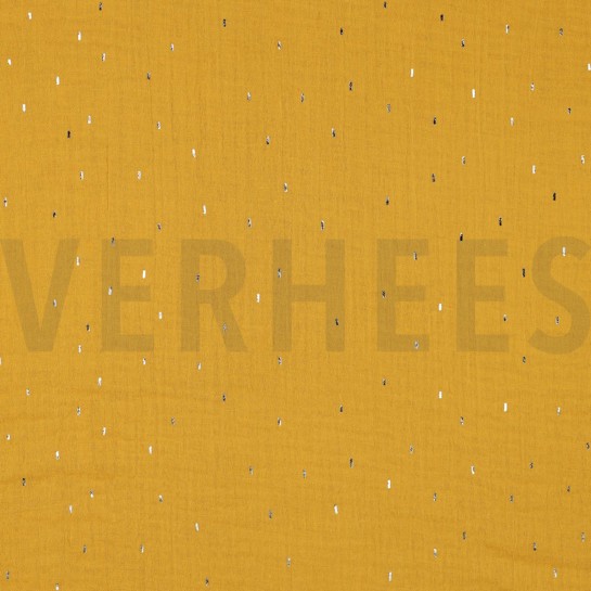 DOUBLE GAUZE FOIL STRIPES OCHRE/GOLD #7