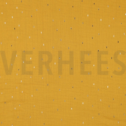 DOUBLE GAUZE FOIL STRIPES OCHRE/GOLD (hover)