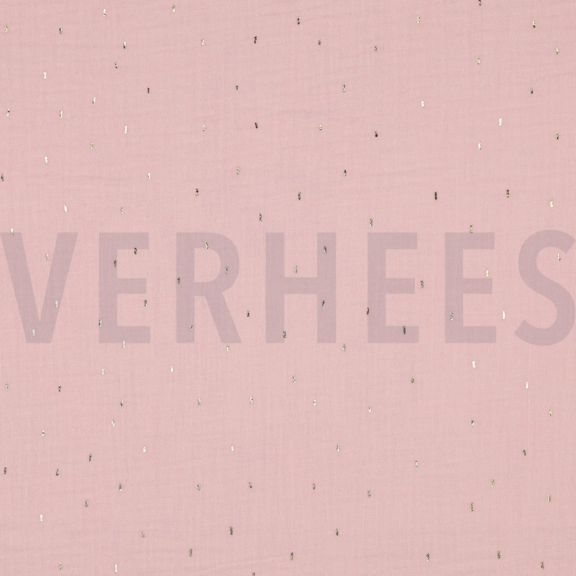 DOUBLE GAUZE FOIL STRIPES LIGHT ROSE/GOLD (high resolution)