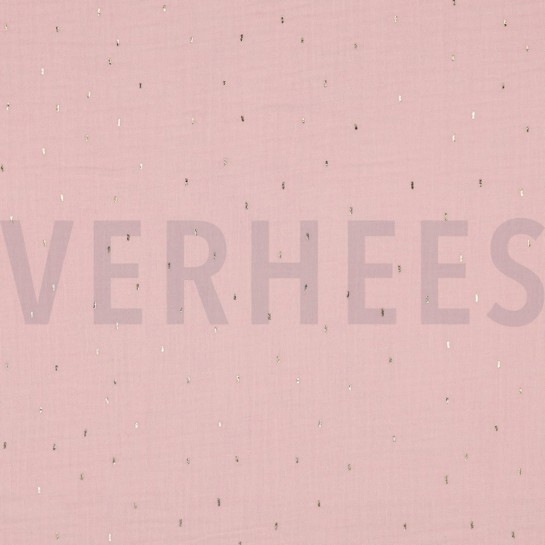 DOUBLE GAUZE FOIL STRIPES LIGHT ROSE/GOLD #7