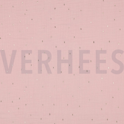 DOUBLE GAUZE FOIL STRIPES LIGHT ROSE/GOLD (hover)