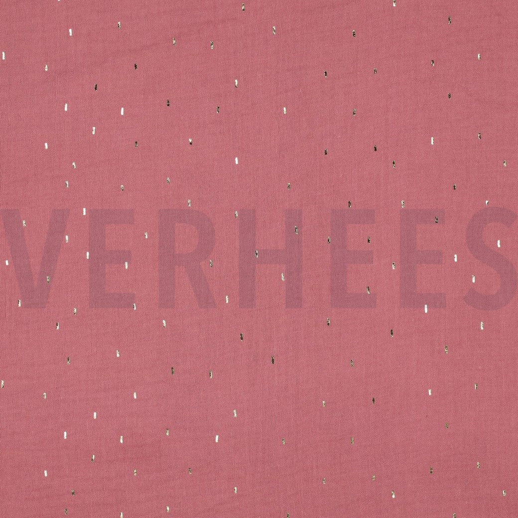 DOUBLE GAUZE FOIL STRIPES MAUVE/GOLD