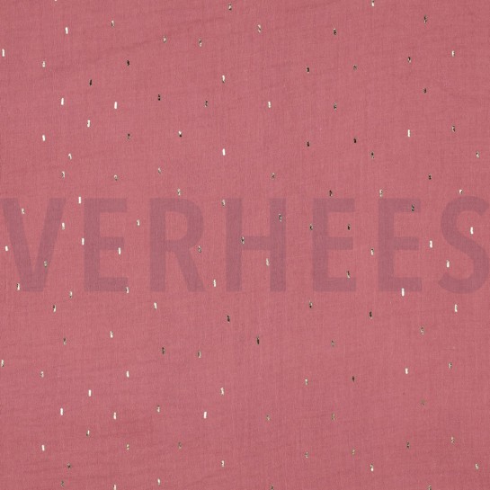 DOUBLE GAUZE FOIL STRIPES MAUVE/GOLD #7