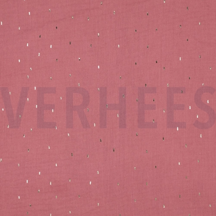 DOUBLE GAUZE FOIL STRIPES MAUVE/GOLD (hover)