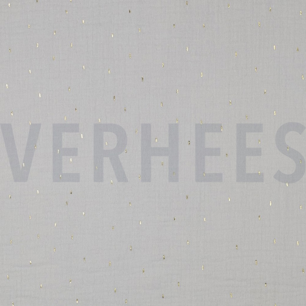 DOUBLE GAUZE FOIL STRIPES LIGHT GREY/GOLD
