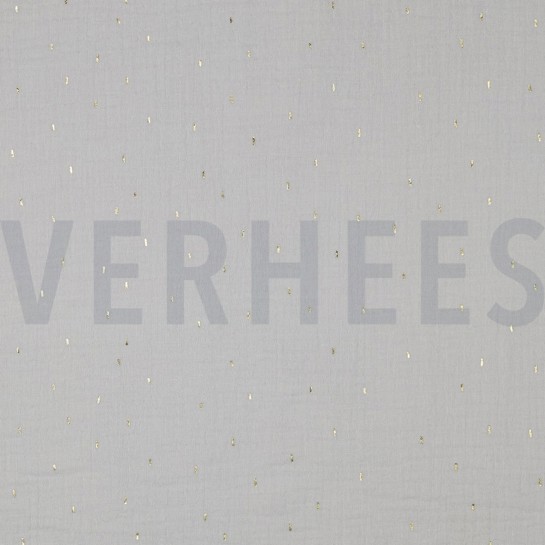 DOUBLE GAUZE FOIL STRIPES LIGHT GREY/GOLD #7