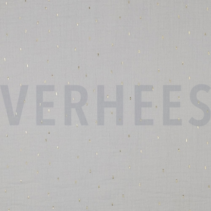 DOUBLE GAUZE FOIL STRIPES LIGHT GREY/GOLD (hover)