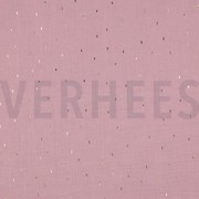 DOUBLE GAUZE FOIL STRIPES OLD ROSE/GOLD (thumbnail)
