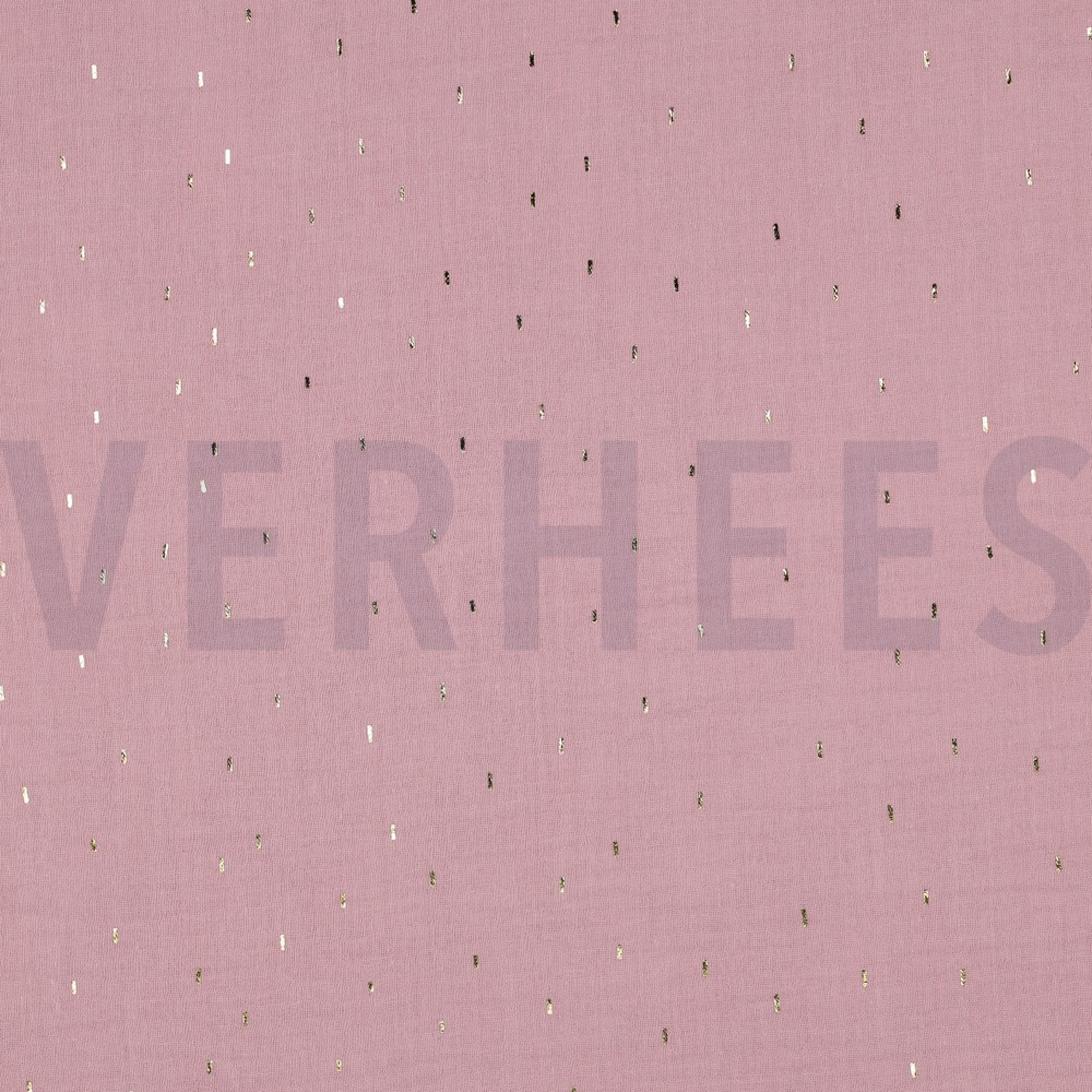 DOUBLE GAUZE FOIL STRIPES OLD ROSE/GOLD (high resolution)