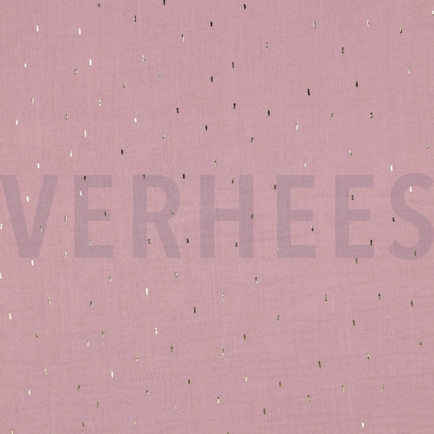 DOUBLE GAUZE FOIL STRIPES OLD ROSE/GOLD (hover)