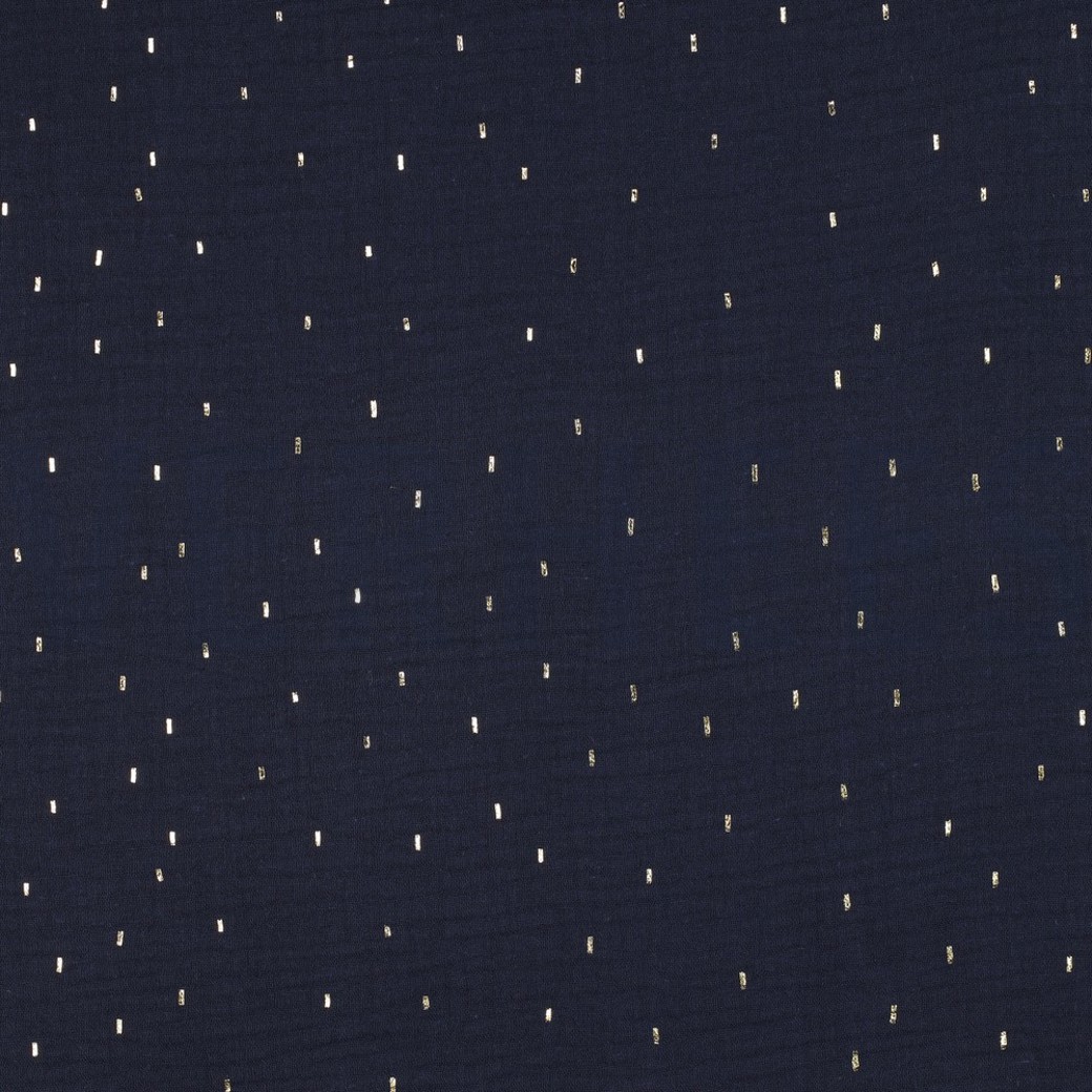 DOUBLE GAUZE FOIL STRIPES NAVY/GOLD