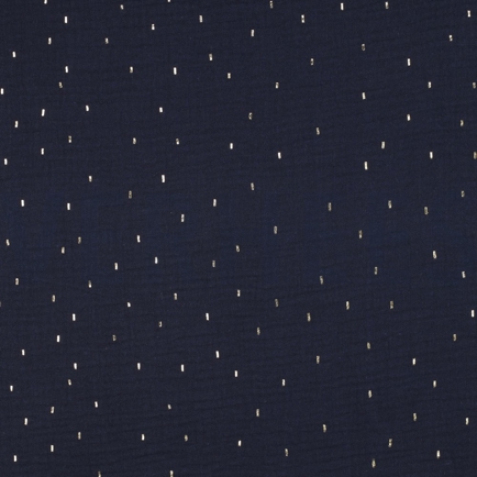 DOUBLE GAUZE FOIL STRIPES NAVY/GOLD (hover)