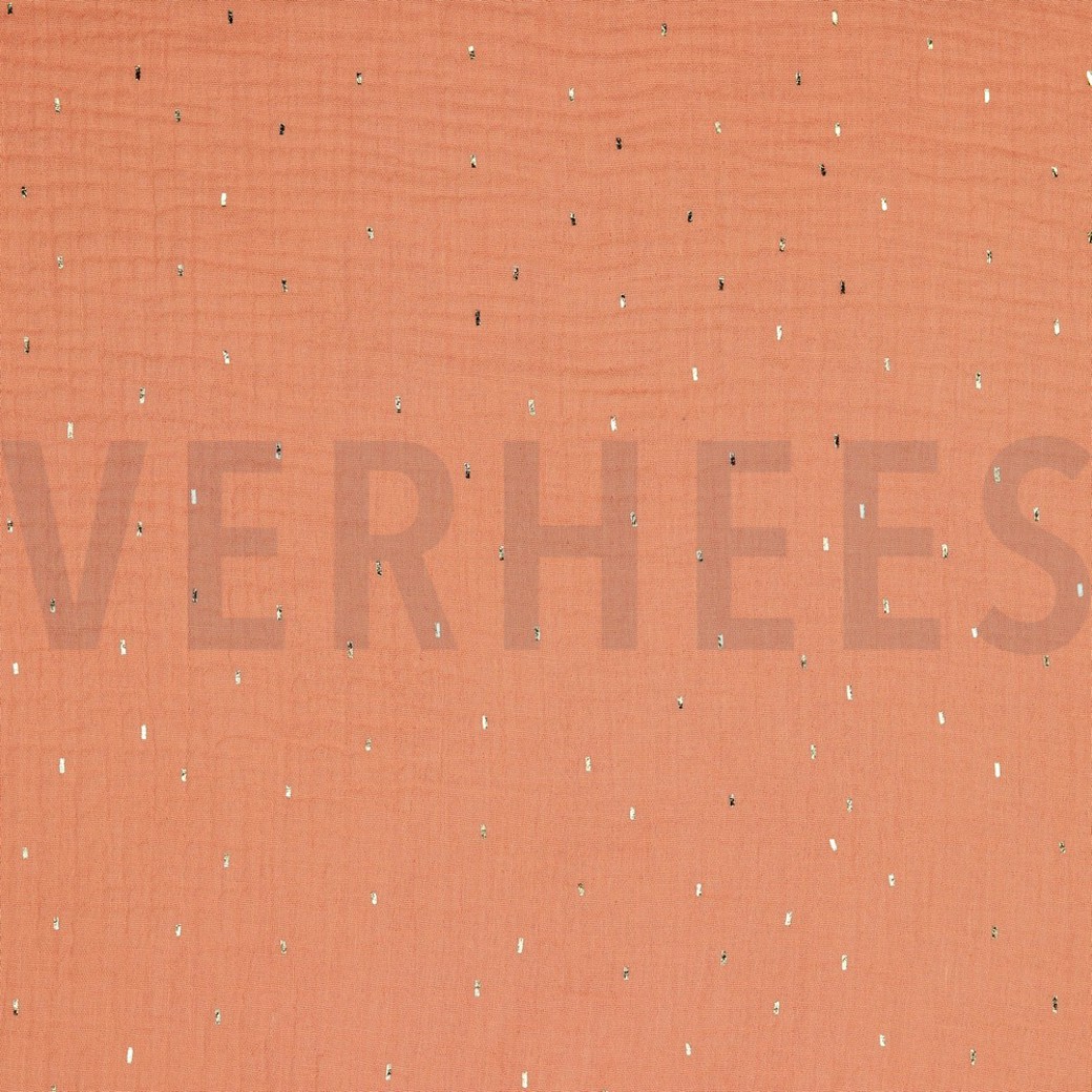 DOUBLE GAUZE FOIL STRIPES APRICOT/GOLD