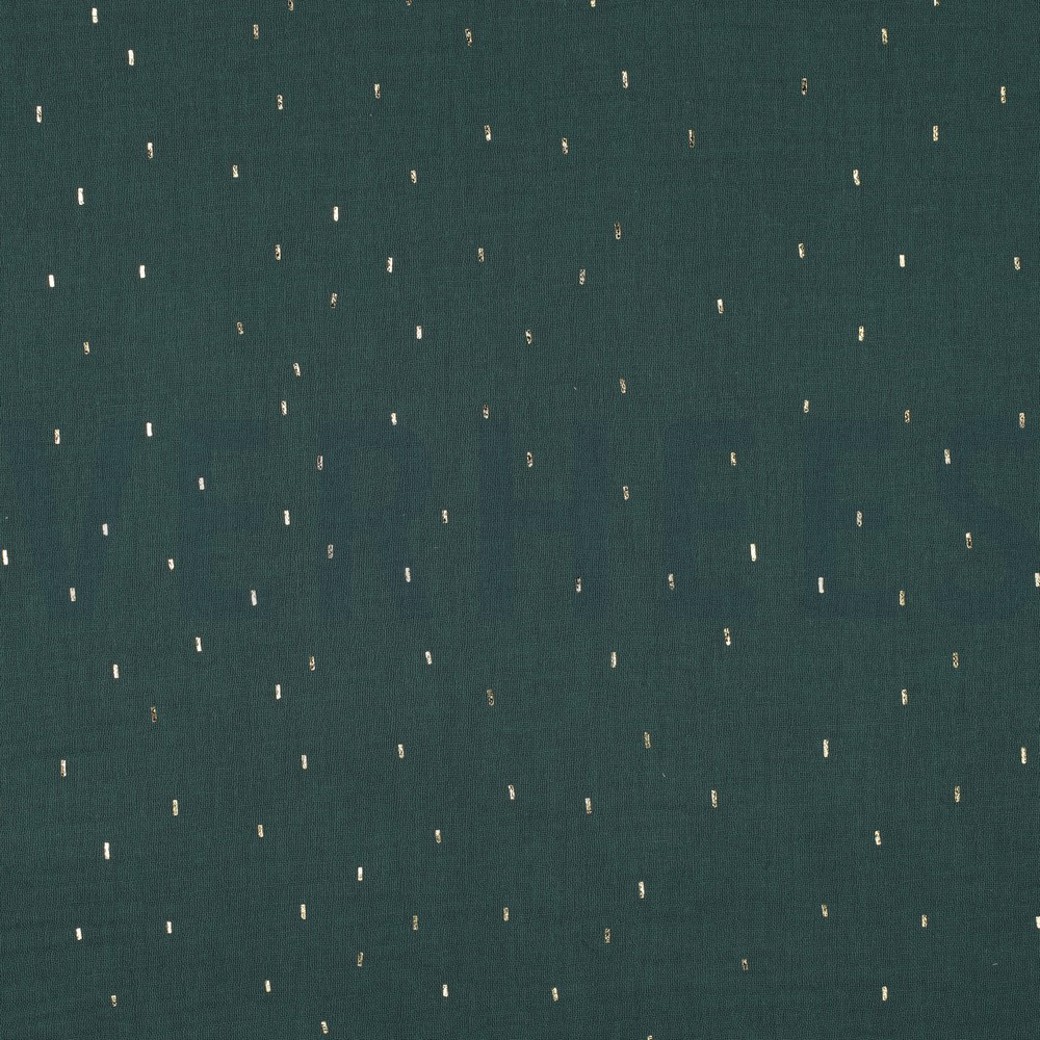 DOUBLE GAUZE FOIL STRIPES DARK GREEN/GOLD