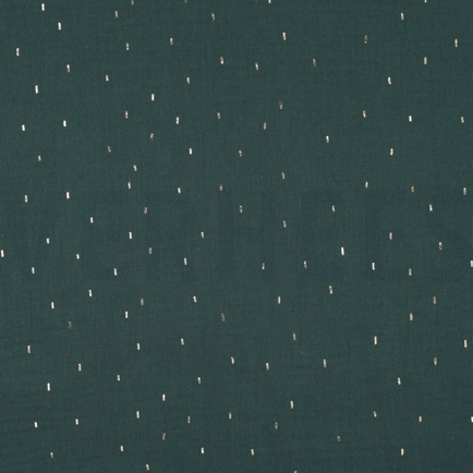 DOUBLE GAUZE FOIL STRIPES DARK GREEN/GOLD (hover)