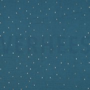 DOUBLE GAUZE FOIL STRIPES PETROL/GOLD (thumbnail)