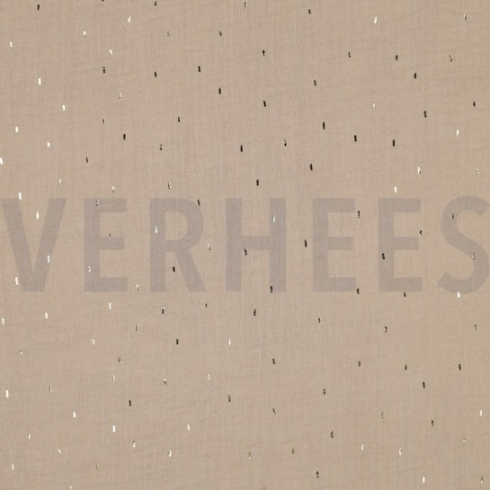 DOUBLE GAUZE FOLIE STREPEN BEIGE / GOUD #7