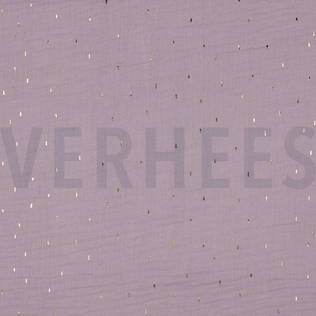 DOUBLE GAUZE FOIL STRIPES LILAC/GOLD