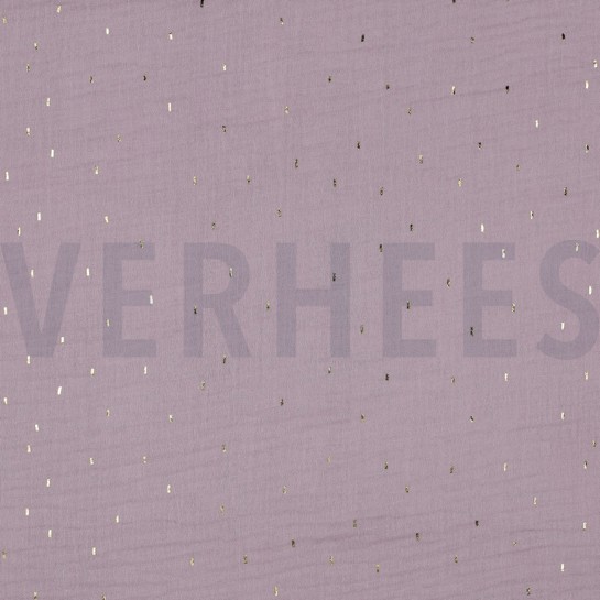 DOUBLE GAUZE FOLIE STREPEN LILA / GOUD #7