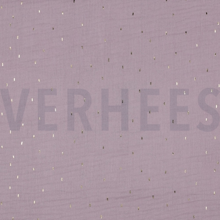 DOUBLE GAUZE FOIL STRIPES LILAC/GOLD (hover)