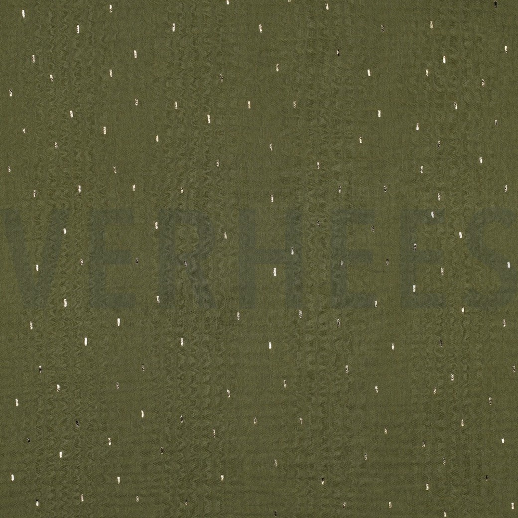 DOUBLE GAUZE FOIL STRIPES GREEN/GOLD