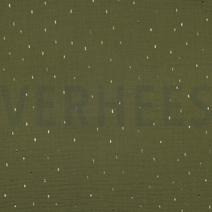 DOUBLE GAUZE FOIL STRIPES GREEN/GOLD (hover)