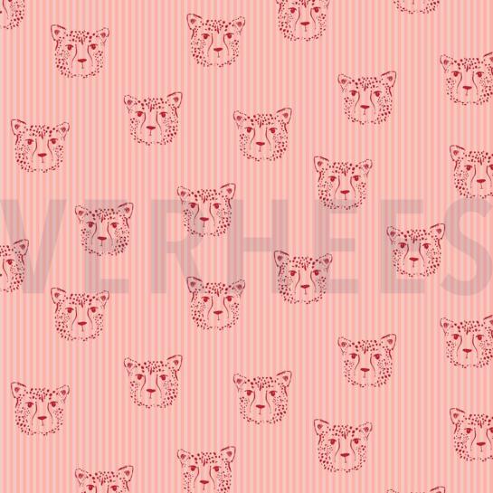 BAUMWOLLE POPELINE LEOPARDENPORTRÄT ROSÉ #7