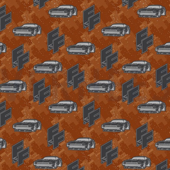 FRENCH TERRY DIGITAL FAST & FURIOUS BRIQUE/LIGHT GREY #7