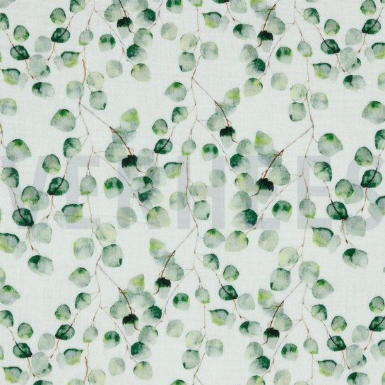 DOUBLE GAUZE GOTS DIGITAL EUCALYPTUS WHITE #7