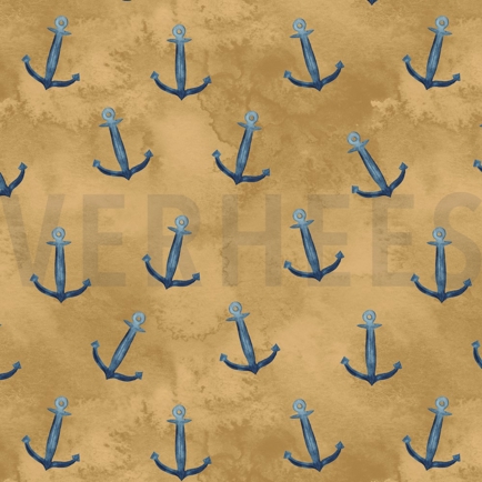 FRENCH TERRY GOTS DIGITAL ANCHORS OCHRE (hover)