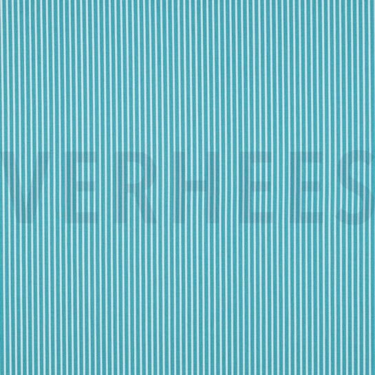 BAUMWOLLE POPELINE STREIFEN TÜRKIS #7