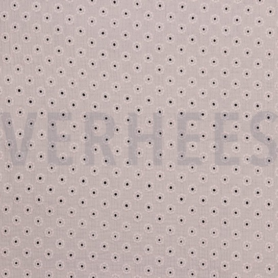 DOUBLE GAUZE EMBROIDERY BLOEMEN ZACHTROZE/OUDROZE #7