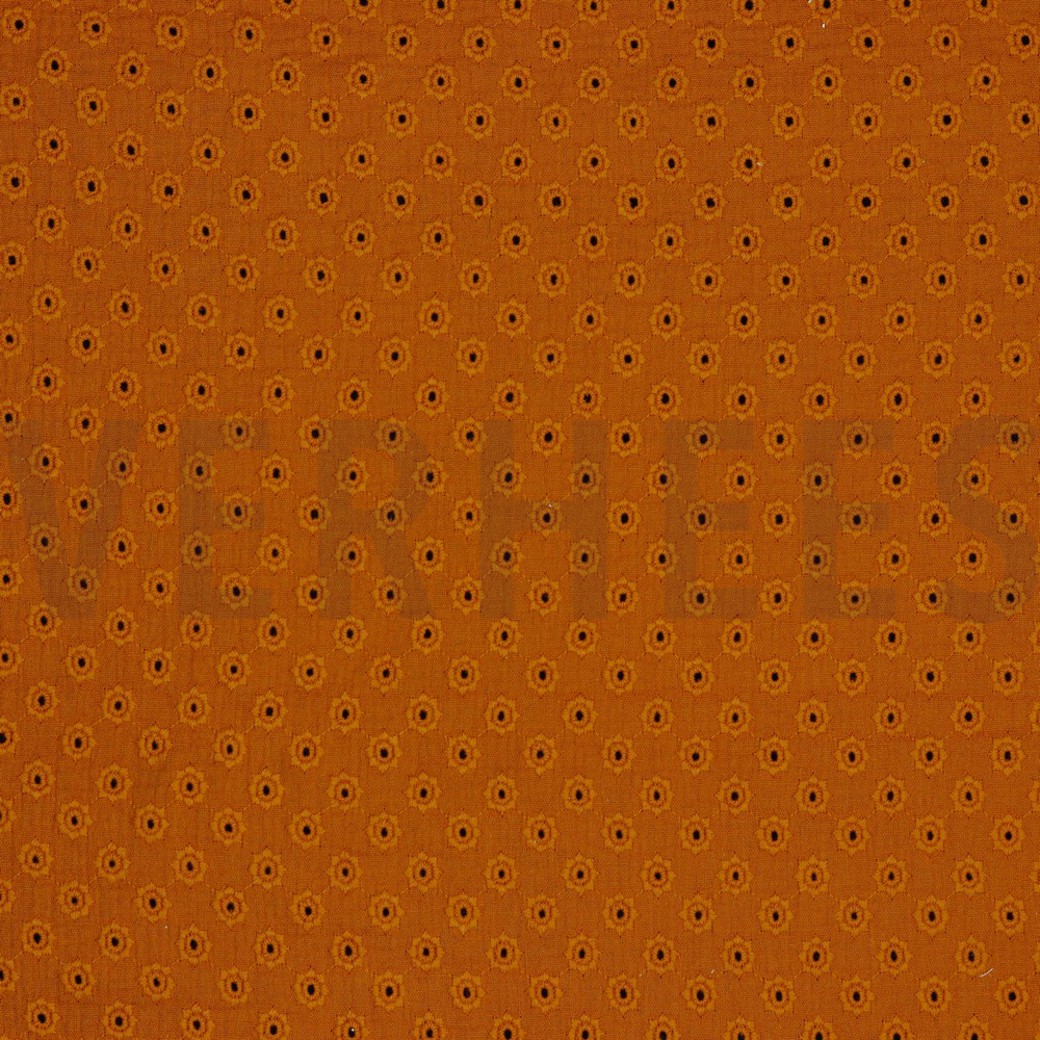 DOUBLE GAUZE EMBROIDERY FLOWERS RUST