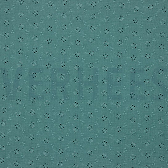 MUSSELIN STICKEREI BLUMEN GRÜN #7