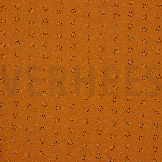 DOUBLE GAUZE EMBROIDERY BLOEMEN BRICK #7