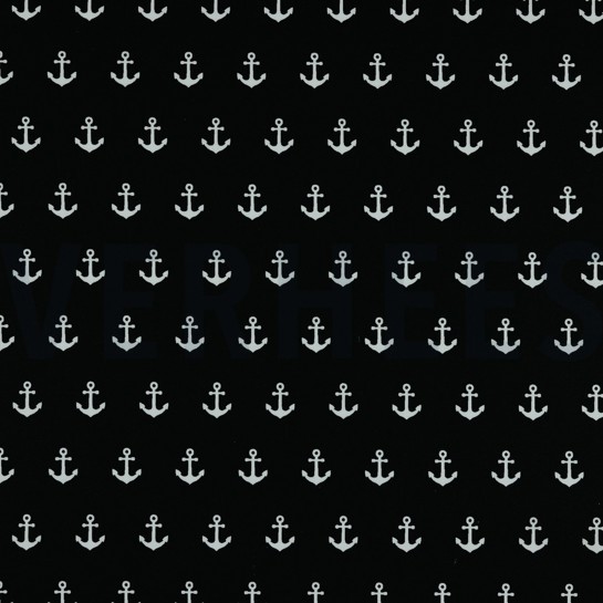 KATOENEN POPLIN ANKERS ZWART #7