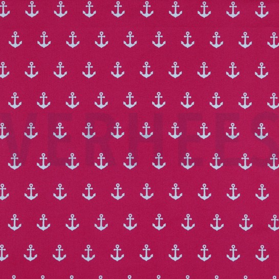KATOENEN POPLIN ANKERS ROZE #7