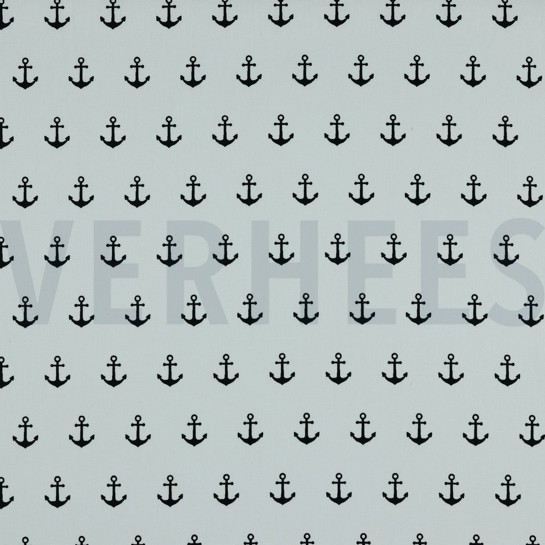 BAUMWOLLE POPELINE ANKER WEISS / MARINEBLAU #7