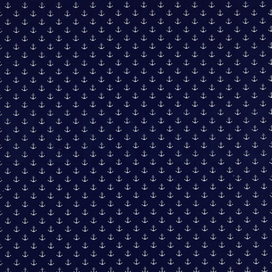 BAUMWOLLE POPELINE KLEINE ANKER KOBALTBLAU #7