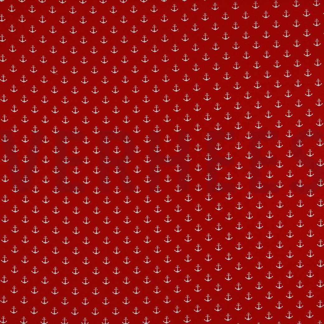 POPLIN PETIT ANCHOR RED