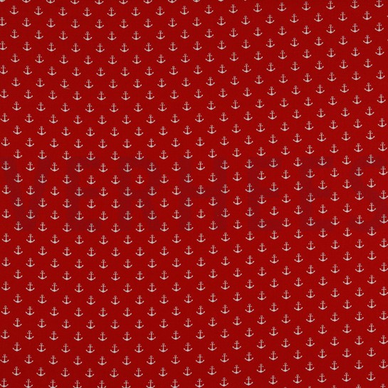POPLIN PETIT ANCHORS RED #7