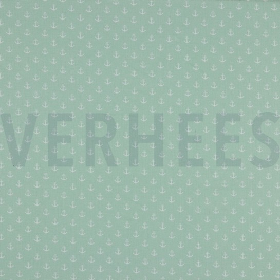 KATOENEN POPLIN KLEINE ANKERS MINT #7