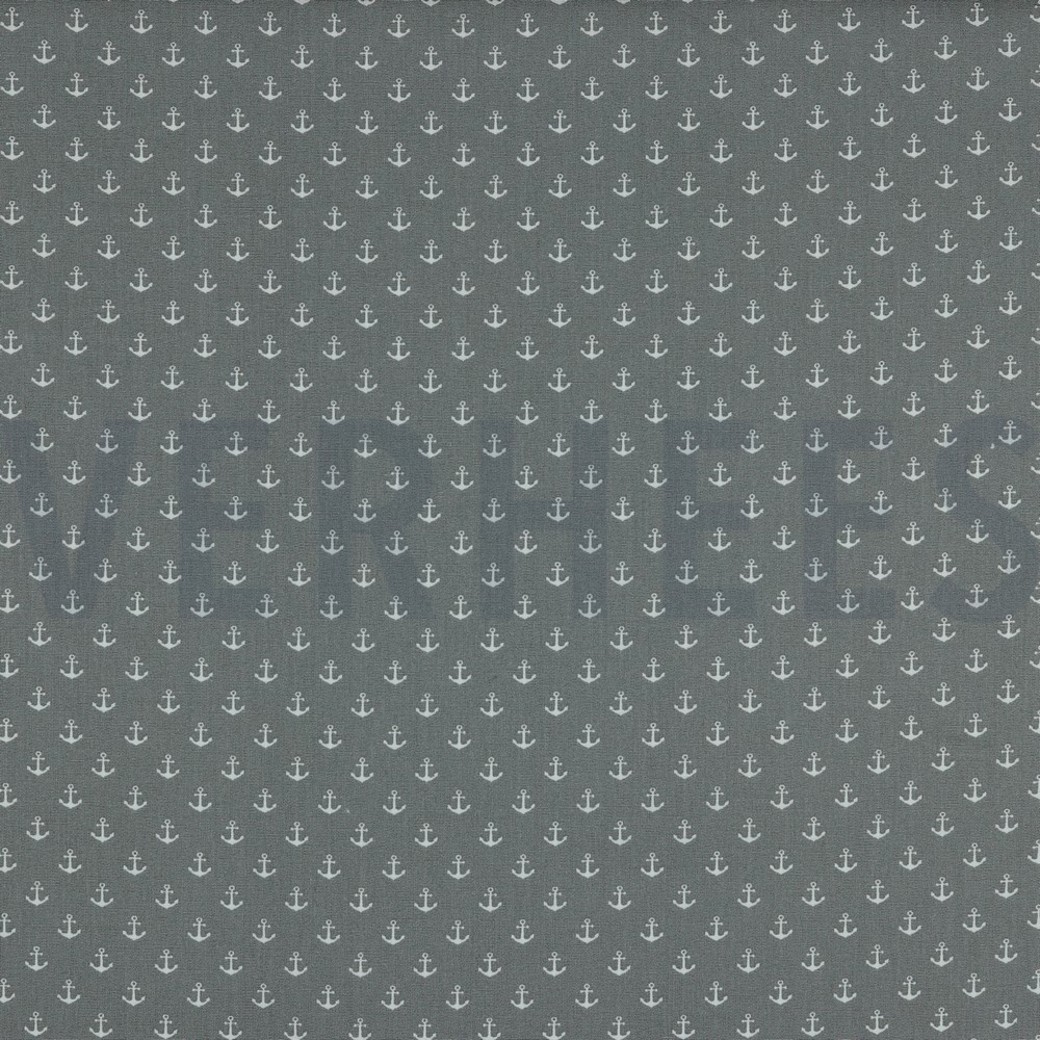 POPLIN PETIT ANCHOR GREY