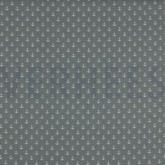 BAUMWOLLE POPELINE KLEINE ANKER GRAU #7