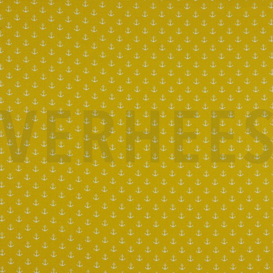 POPELINE DE COTON PETITS ANCRAGES JAUNE #7